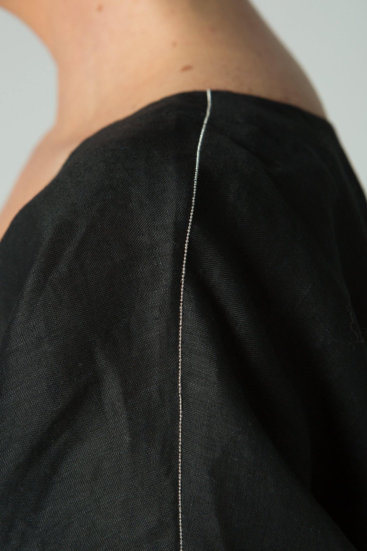 Linen Poncho with Studs Detail on Shoulders Amélline