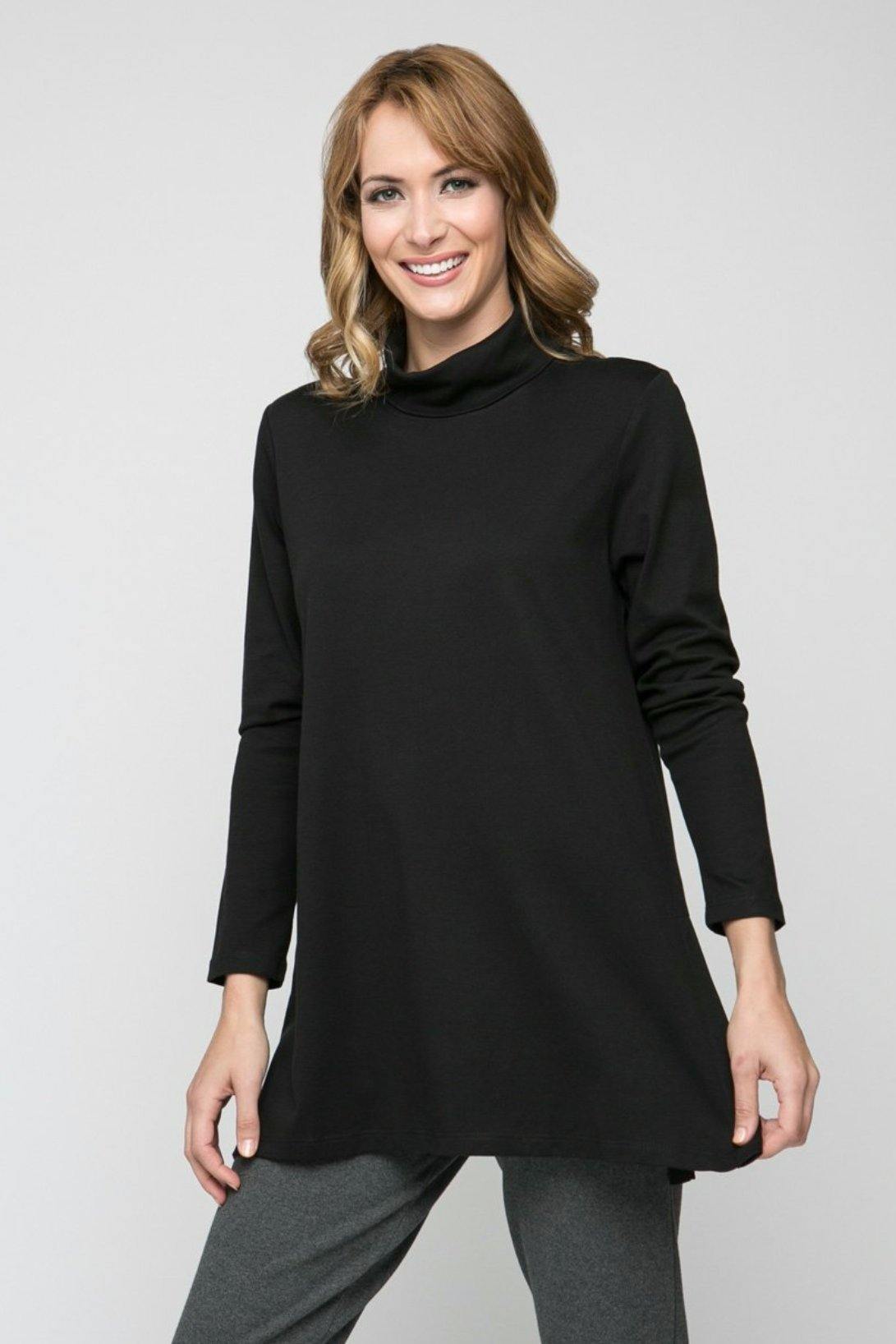 Long Sleeve Turtle Neck with Side Slits New Orleans Knitwear