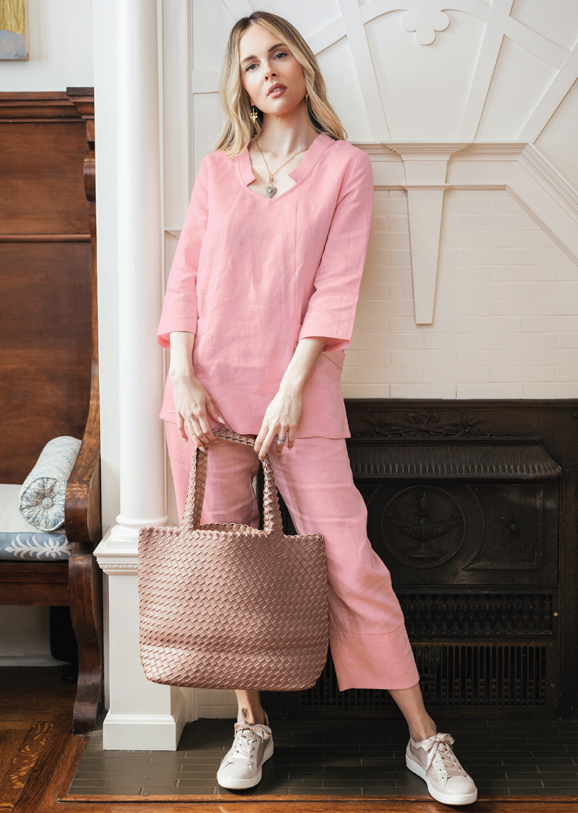 28" Open Mandarin Tunic with Pockets Amélline