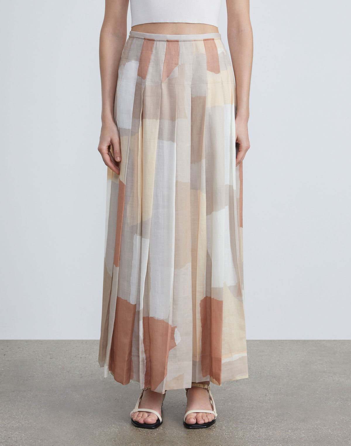 Papier Print Sustainable Gemma Cloth Voile Pleated Skirt LAFAYETTE 148